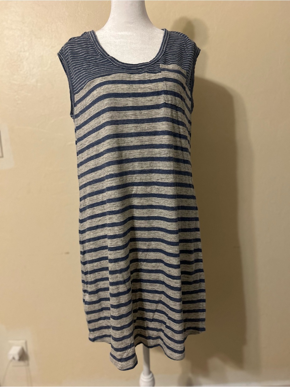 Tommy Bahama Striped Navy & Cream Sleeveless Midi Dress